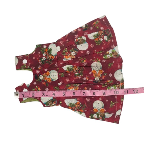 Babies and Bows handmade dress/jumper w/matching doll dress snowman design - Picture 11 of 13